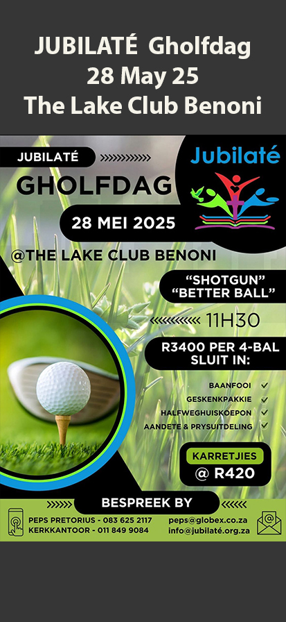 JUBILATÉ Gholfdag 28 May 25 The Lake Club Benoni