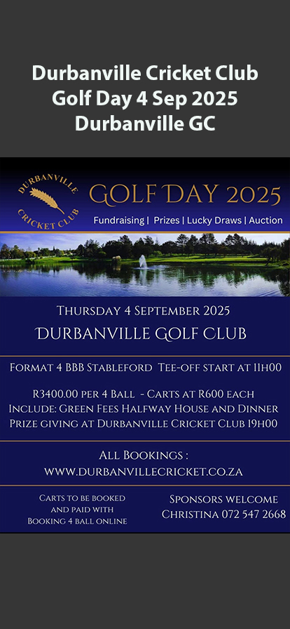 Durbanville Cricket Club golf day 4 Sep Durbanville GC