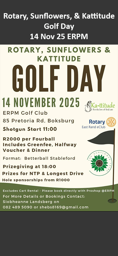 Rotary, Sunflowers, & Kattitude Golf Day 14 Nov 25 ERPM