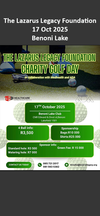 The Lazarus Legacy Foundation 17 Oct Benoni Lake