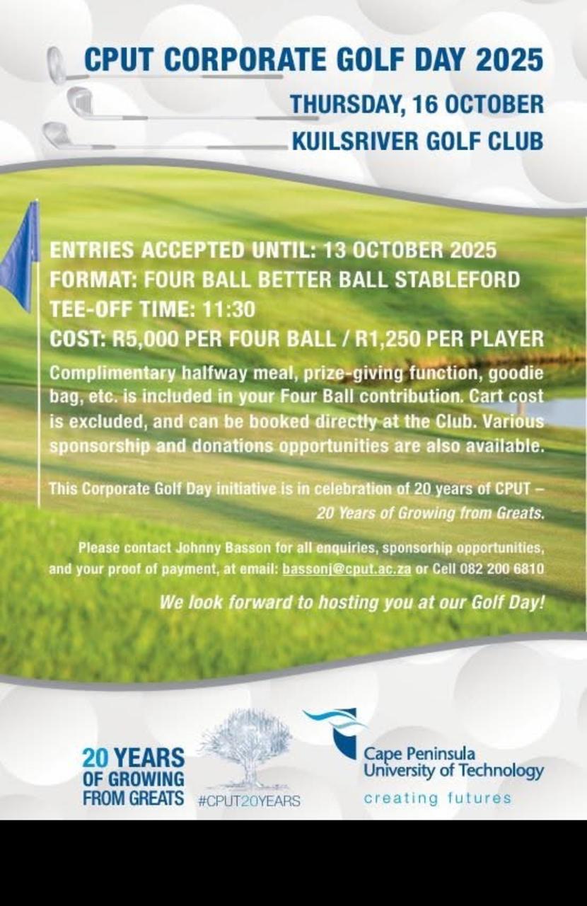 CPUT Corporate Golf Day 16 Oct 2025 Kuilsrivier Golf Club