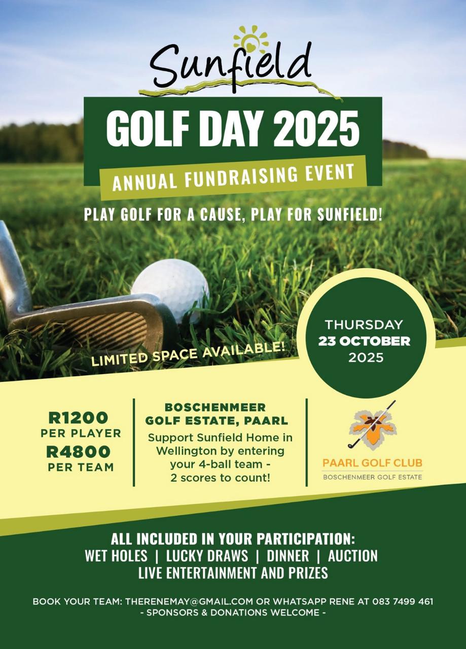 Sunfield Golf Day 23 Oct 2025 Boschenmeer Golf Estate