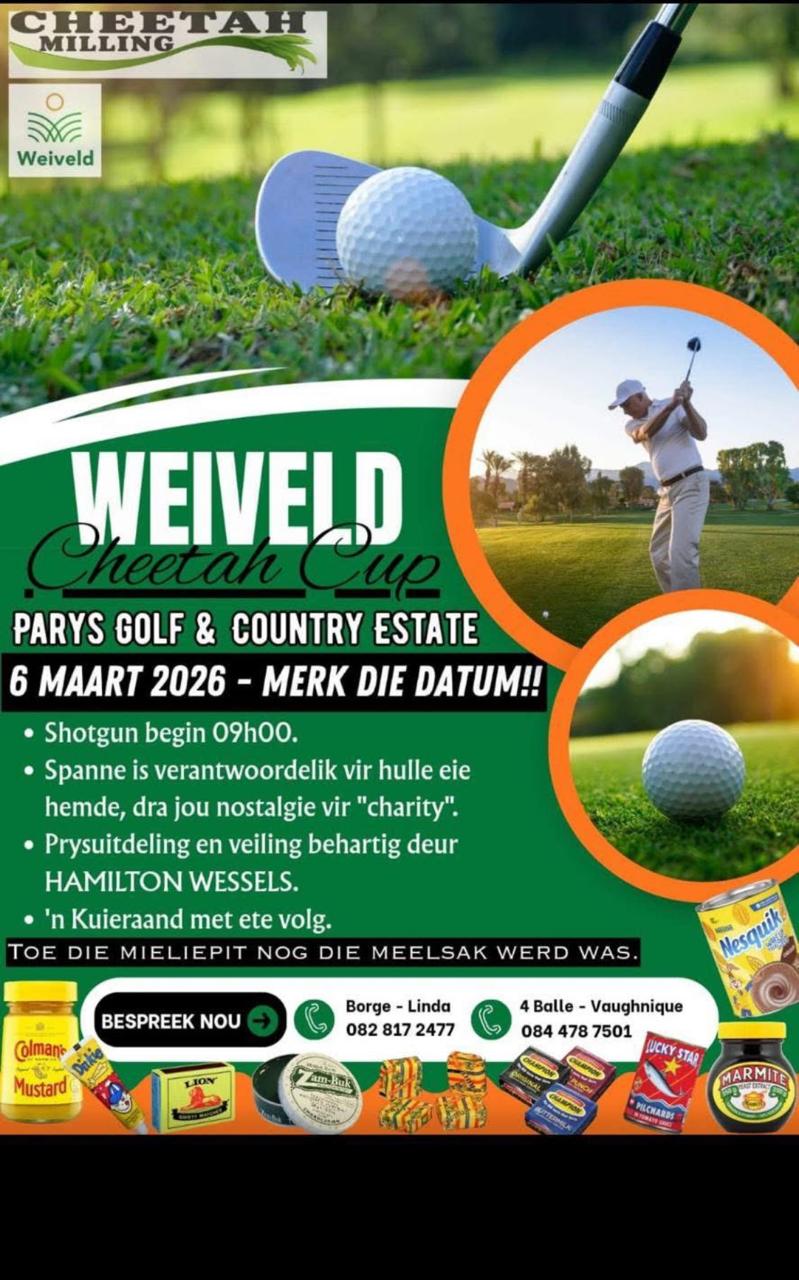 CHEETAH Milling Golf Day Parys Golf & Country Club 6 Mrch 2026