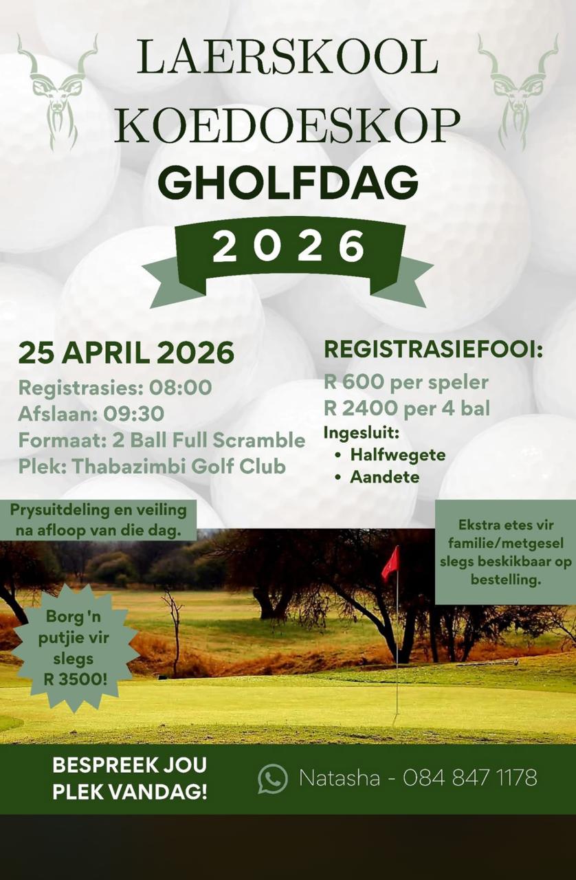Laerskool Koedoeskop Gholfdag 25 April 2026 Thabazimbi Golf Club
