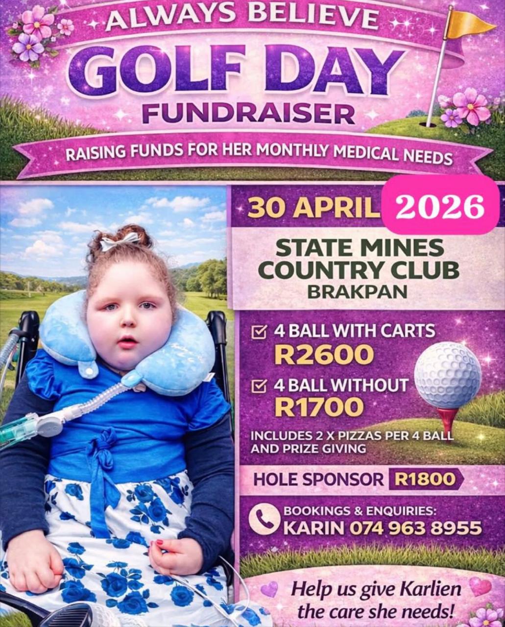 ALWAYS BELIEVE GOLF DAY FUNDRAISER 30 April 2026 State Mines Country Club