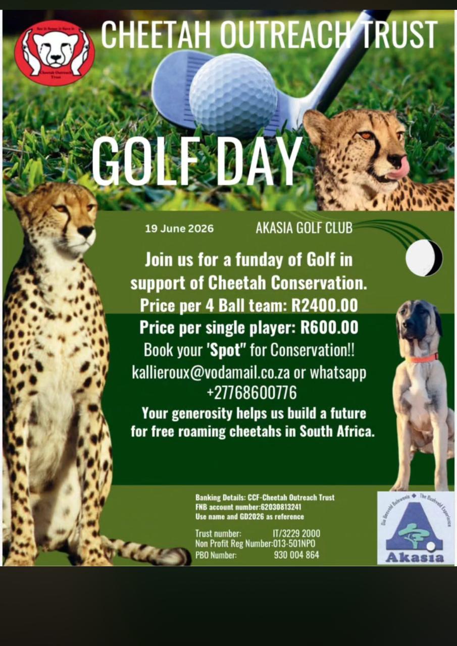 Cheetah Outreach Trust Golf Day 19 June 2026 AKASIA GOLF CLUB