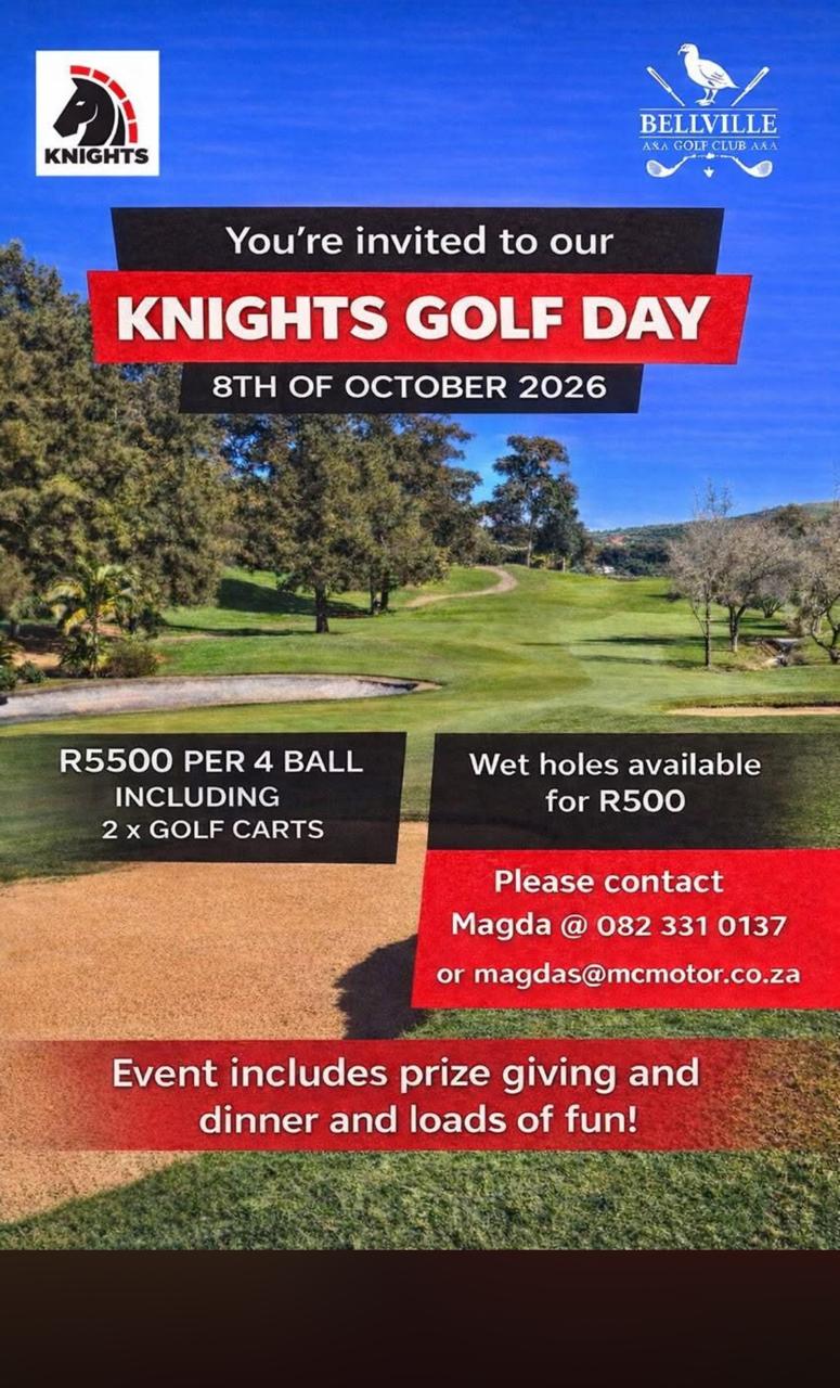 Knights Golf Day 8 Oct 2026 Bellville Golf Club
