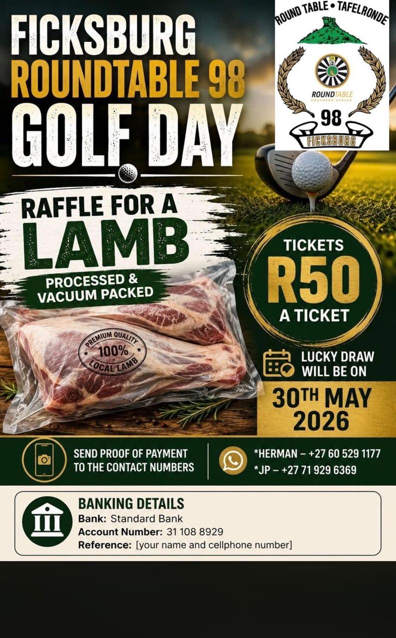 ROUND TABLE • TAFELRONDE 30TH May 2026 Ficksburg Golf Club