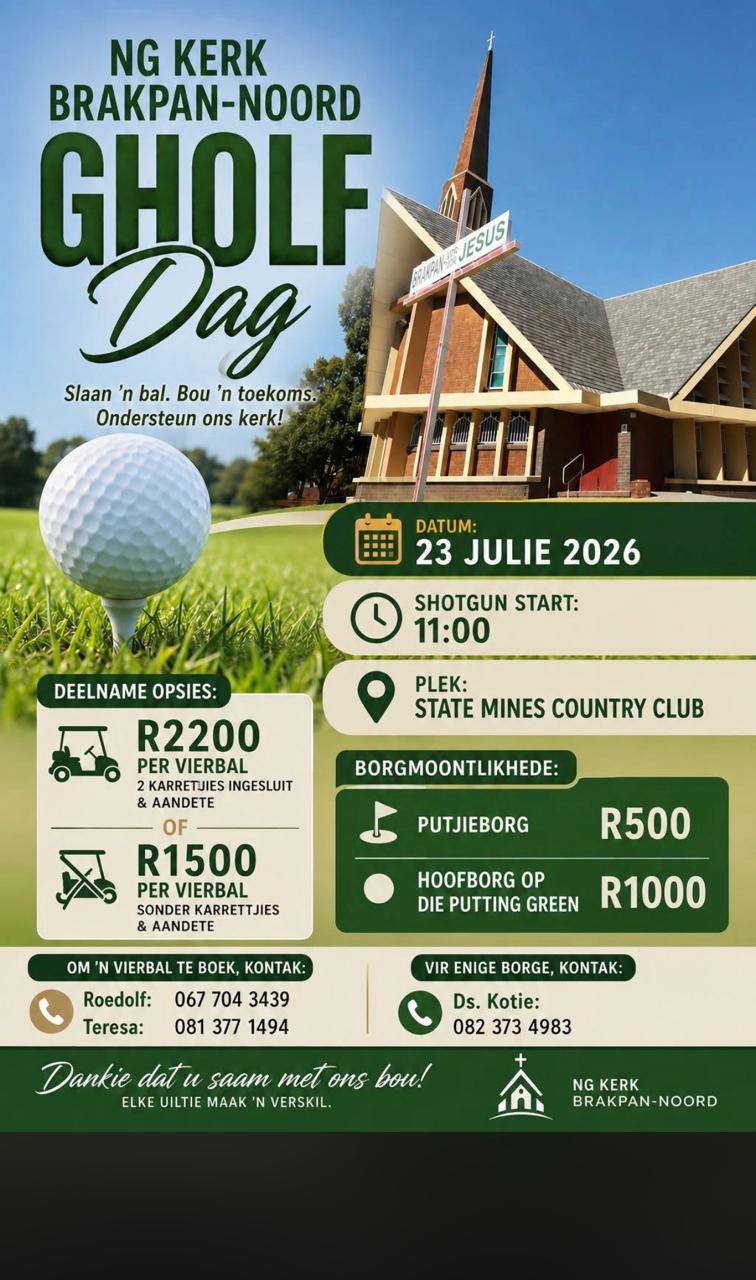 NG KERK BRAKPAN-NOORD GHOLF 23 Jul 2026 State Mines Country Club