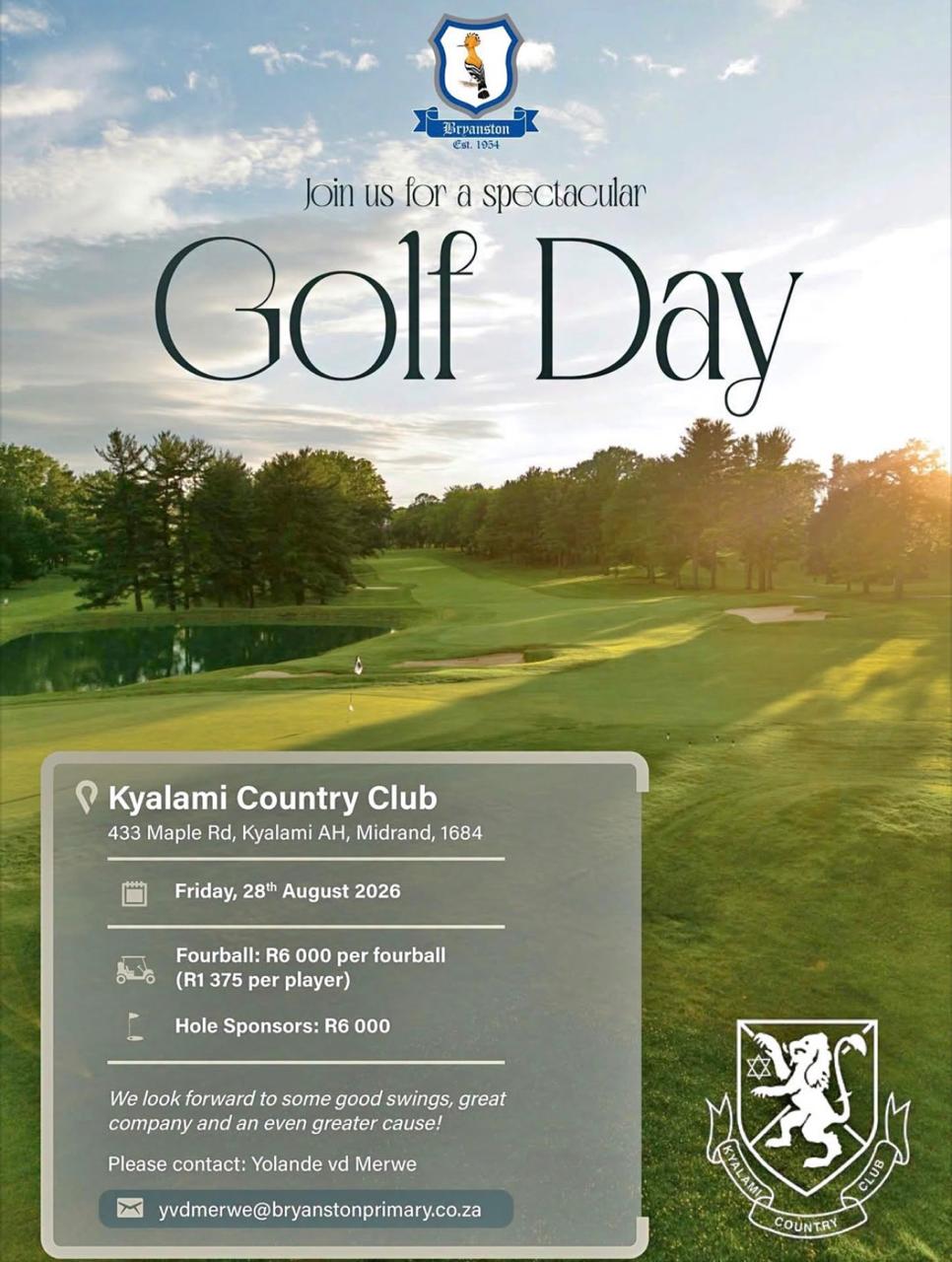 Bryanston Primary Golf Day Kyalami Country Club 28 Aug 2026